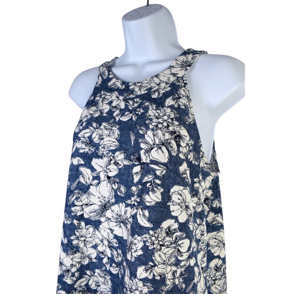 Fortune + Ivy Top Womens S Blue Floral Sleeveless Halter Neck Keyhole Back - Picture 4 of 8
